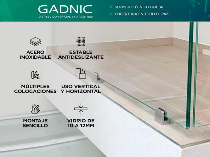 Clip Pinza Para Vidrio Gadnic Acero Inoxidable Base Plana - 1