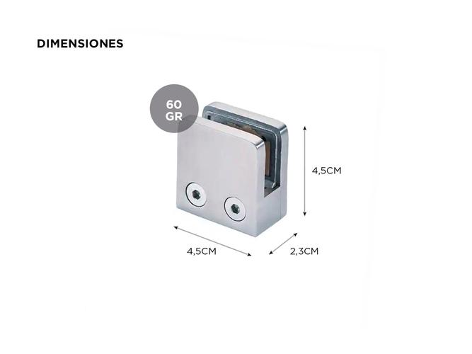 Clip Pinza Para Vidrio Gadnic Acero Inoxidable Base Plana - 3