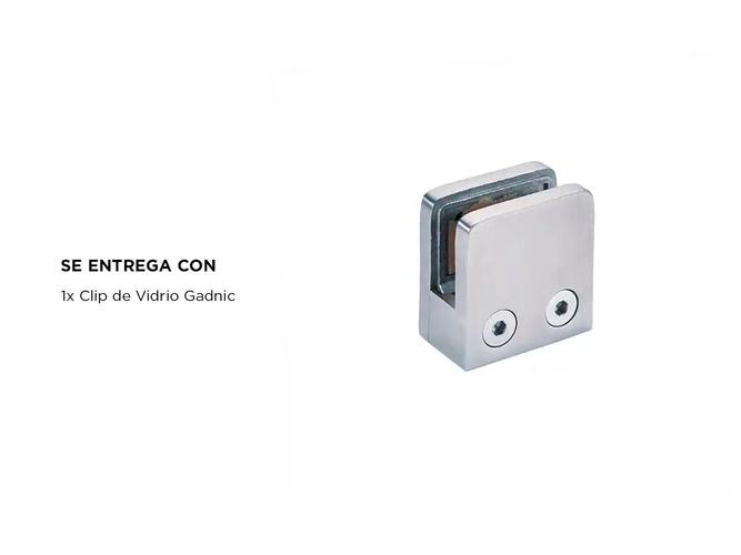 Clip Pinza Para Vidrio Gadnic Acero Inoxidable Base Plana - 4