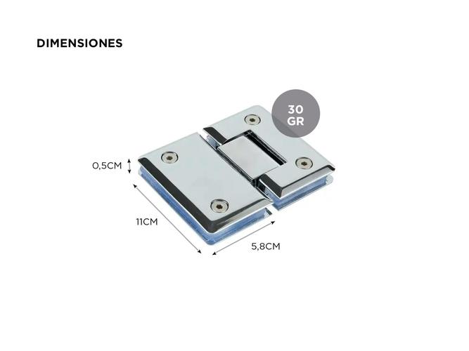 Bisagra para Puertas de Vidrio Gadnic BISA 180° Mampara  - 3