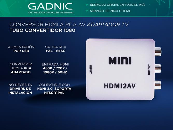 Conversor Hdmi A Rca Av Adaptador Tv Tubo Convertidor 1080 - 1