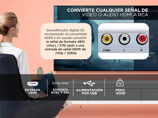 Conversor Hdmi A Rca Av Adaptador Tv Tubo Convertidor 1080 - 3