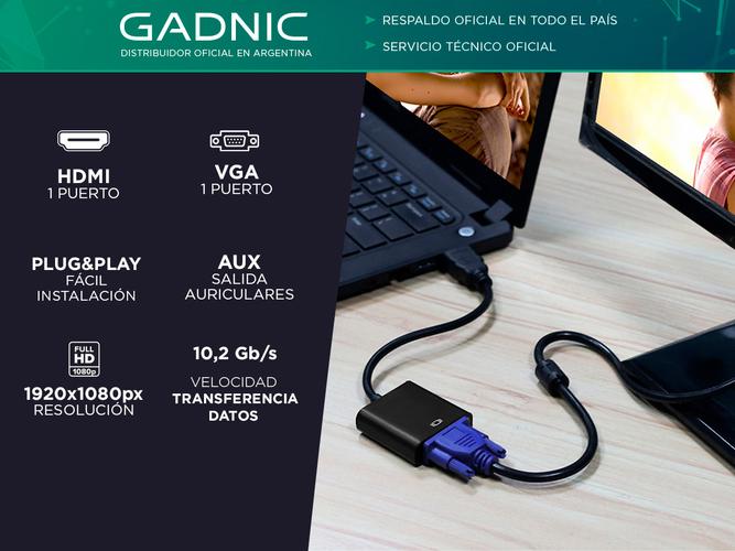 Cable Hdmi A Vga Adaptador Gadnic Conversor De Hdmi a Vga  - 1