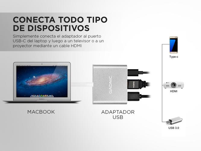 Adaptador Usb Gadnic Usb 3.0 Tipo C PC o Mac - 5