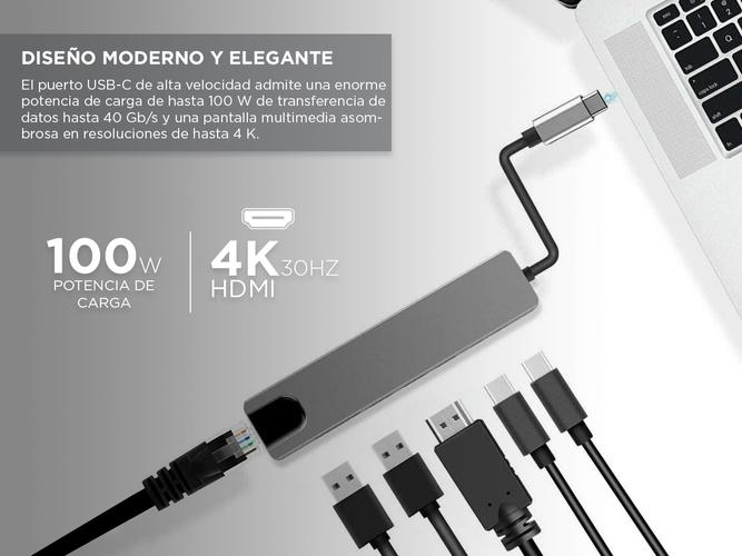 Adaptador USB C Hub Para Mac Apple 6 en 1 - 2