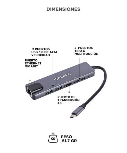 Adaptador USB C Hub Para Mac Apple 6 en 1 - 5
