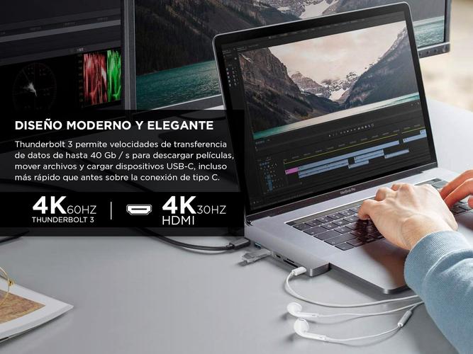 Adaptador USB C Hub Para Mac Apple 7 en 2 - 4