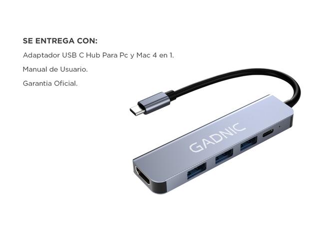 Adaptador USB C Hub Para Mac y Pc 4 en 1 Usb C - HDMI - Usb 3.0 - 6