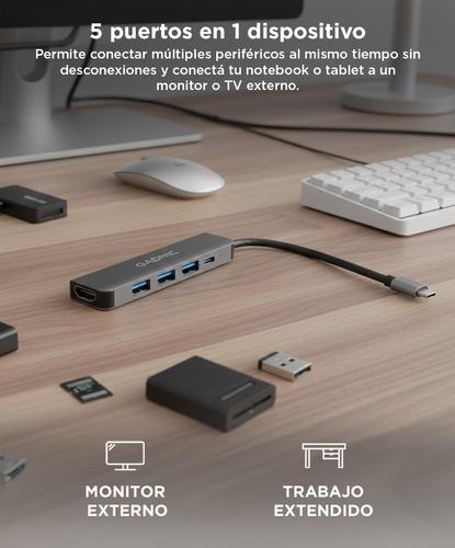 Adaptador USB C Hub Para Mac y Pc 4 en 1 Usb C - HDMI - Usb 3.0 - 2