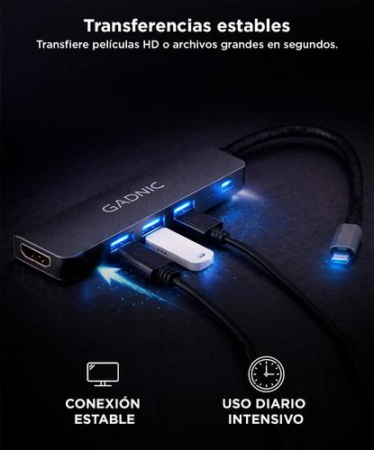 Adaptador USB C Hub Para Mac y Pc 4 en 1 Usb C - HDMI - Usb 3.0 - 3