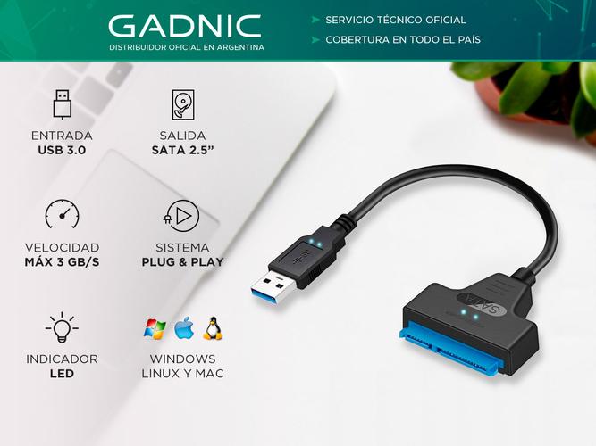 Cable Adaptador Usb 3.0 A Sata 2.5 Gadnic AD21V Disco Duro Unidad de Estado Sólido - 1