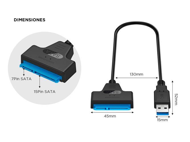 Cable Adaptador Usb 3.0 A Sata 2.5 Gadnic AD21V Disco Duro Unidad de Estado Sólido - 3