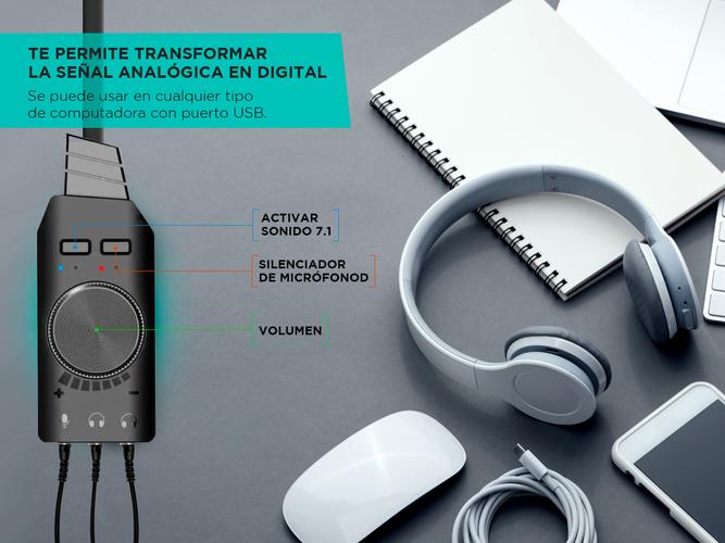 Placa Sonido USB GADNIC AD22V Usb Auxiliar Auricular Micrófono - 4