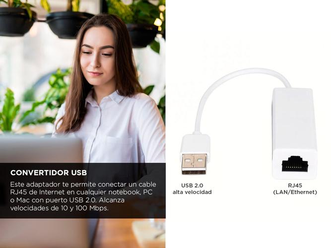 Adaptador Usb A Ethernet Red Lan Rj45 GADNIC HB-RJ25 Mac PC Windows - 2