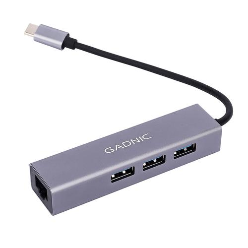Adaptador Usb Tipo C A Rj45 Ethernet Red Lan + Usb 3.0 Gadnic HB-RJ26 para Macbook Windows - 0