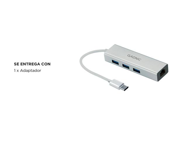 Adaptador Usb Tipo C A Rj45 Ethernet Red Lan + Usb 3.0 Gadnic HB-RJ26 para Macbook Windows - 4