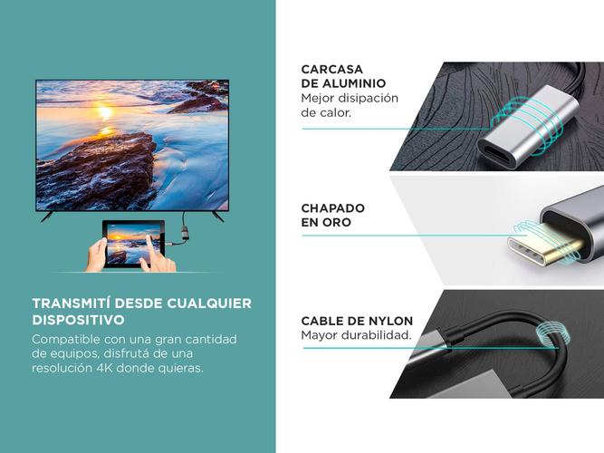 Adaptador USB Tipo A C Gadnic HB-RJ27 Hdmi 4k - 2