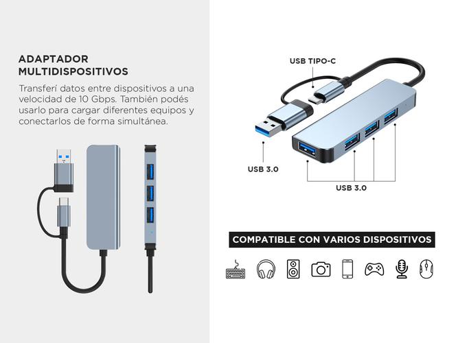 Adaptador USB-c 4 Puertos USB 30 Gadnic SYUE7 Multidispositivos - 2