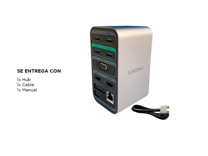 Hub Estación de acoplamiento USB C Gadnic monitor dual Windows Mac - 4
