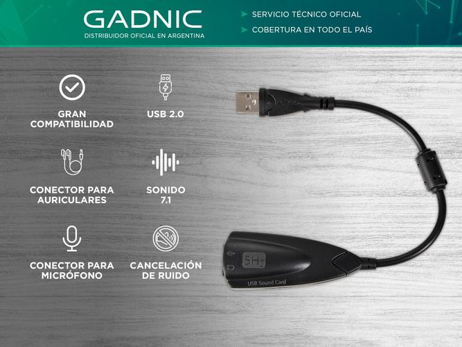 Placa de Sonido Gadnic Adaptador con USB - 1