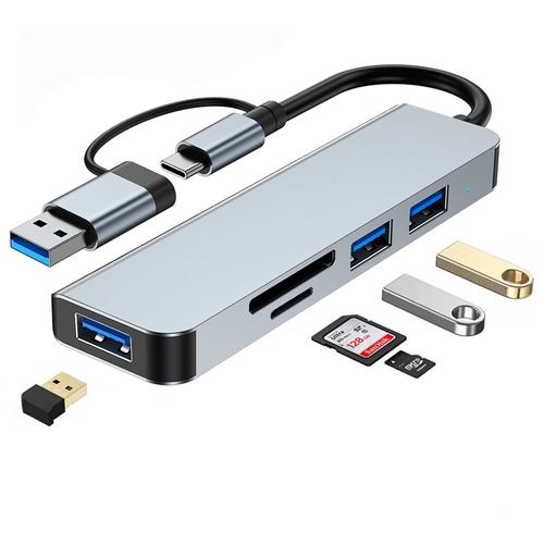 HUB Adaptador Gadnic 5 en 1 USB + Tipo C + SD  - 0