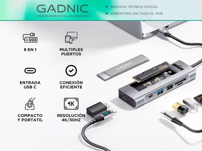 Adaptador HUB 8 en 1 Funcion De Alacenamiento En Disco Type C USB Macbook Notebook PC - 1