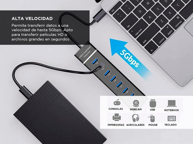 Hub Multipuerto Gadnic USB 7 Puertos Alta Velocidad  - 2