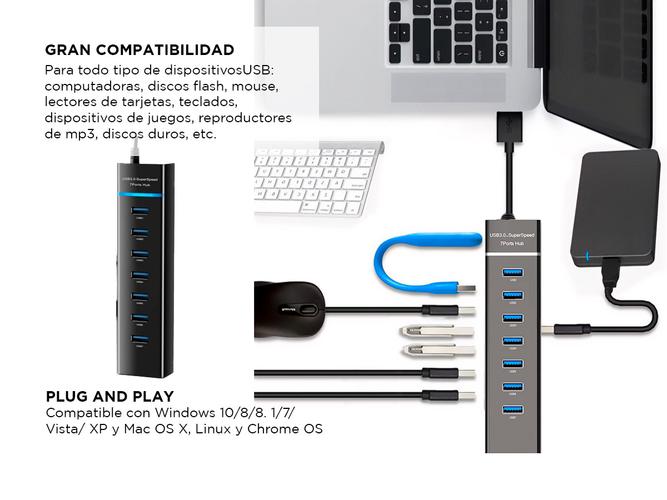 Hub Multipuerto Gadnic USB 7 Puertos Alta Velocidad  - 3