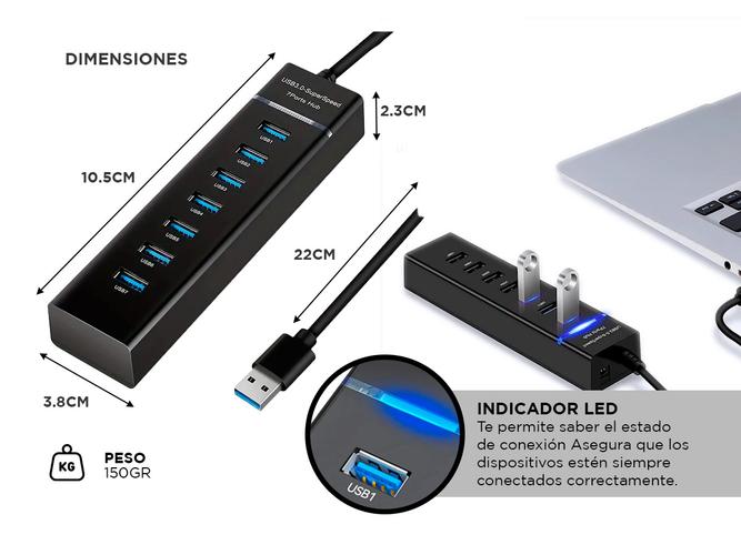 Hub Multipuerto Gadnic USB 7 Puertos Alta Velocidad  - 4