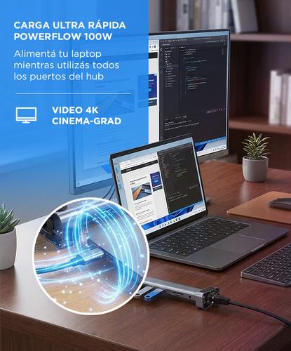 Hub USB C Gadnic ConnectPro10X  Adaptador 10 en 1 HDMI 4K - 3