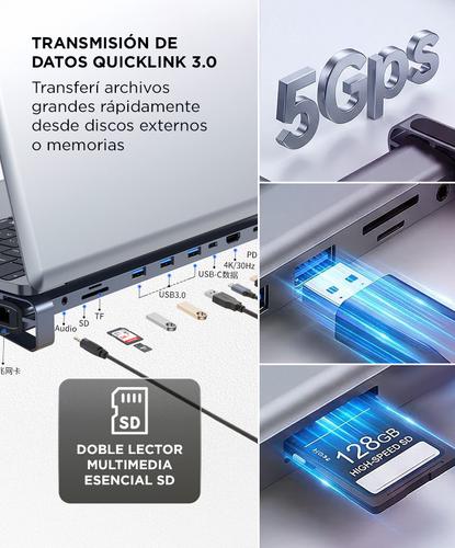 Hub USB C Gadnic ConnectPro10X  Adaptador 10 en 1 HDMI 4K - 4