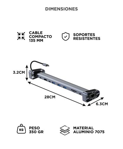 Hub USB C Gadnic ConnectPro10X  Adaptador 10 en 1 HDMI 4K - 5