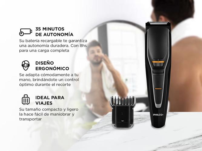 Corta Barba Recortadora Inalámbrica Philco Negra CB9800PNP - 3