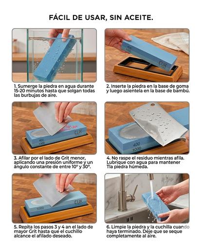 Set Afilador De Cuchillos Cuk By Gadnic Piedras 4 Granos Con Base Antideslizante Con Guías - 2