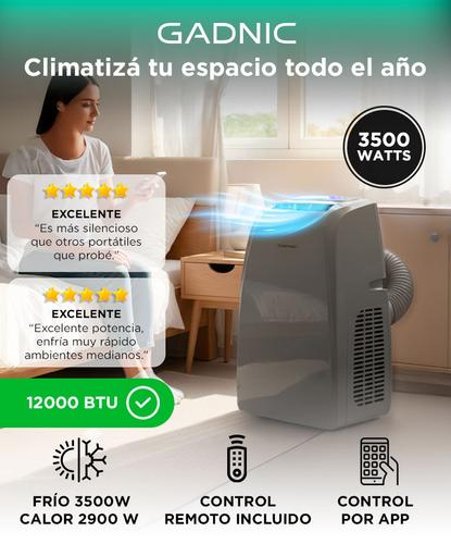 Aire Acondicionado Portátil Gadnic 3500W 3100 Frigorias Frio Calor WIFI Control Remoto App Tuya  - 1