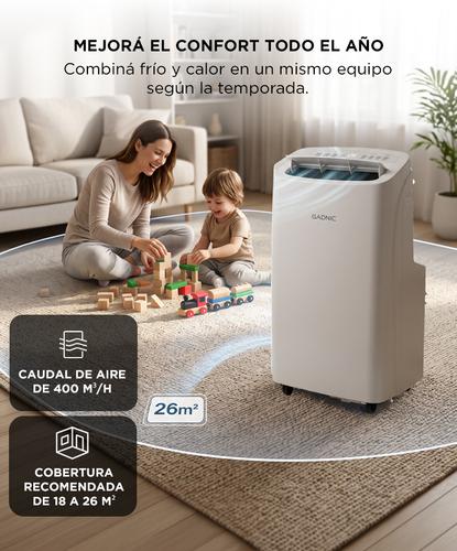 Aire Acondicionado Portátil Gadnic Frío/Calor Cobertura 18 A 26 M² Deshumidificación 56 L Día 3000 Frigorías  - 3