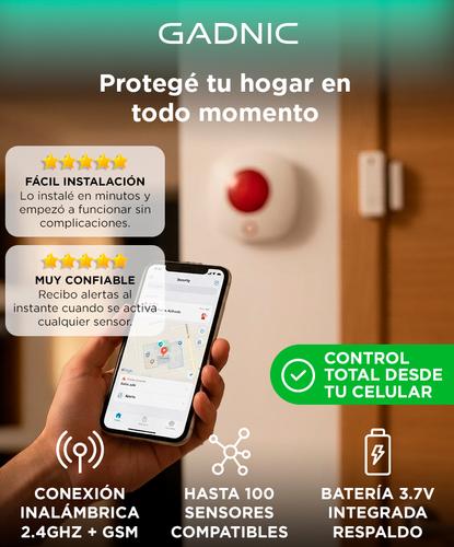 Kit Alarma Inteligente Gadnic WiFi 2.4 GHz GSM Con Sirena 2 Teclados Inalambricos 2 Sensores PIR 2 Sensores Magneticos 4 Llaveros RFID Bateria De Respaldo App Smart Life - 1