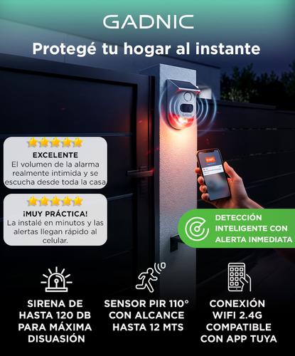 Alarma Inalambrica Solar Exterior WiFi Gadnic Sensor Movimiento App Tuya - 1