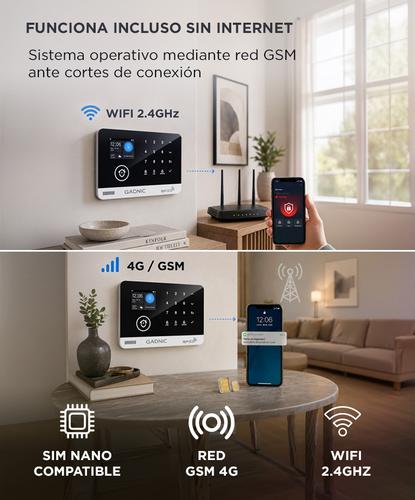 Kit Alarma Inalámbrica Gadnic GSM Con App, Wifi Y Sensores Seguridad Hogar Control Remoto  - 4