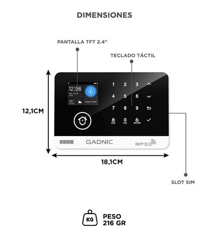 Kit Alarma Inalámbrica Gadnic GSM Con App, Wifi Y Sensores Seguridad Hogar Control Remoto  - 5