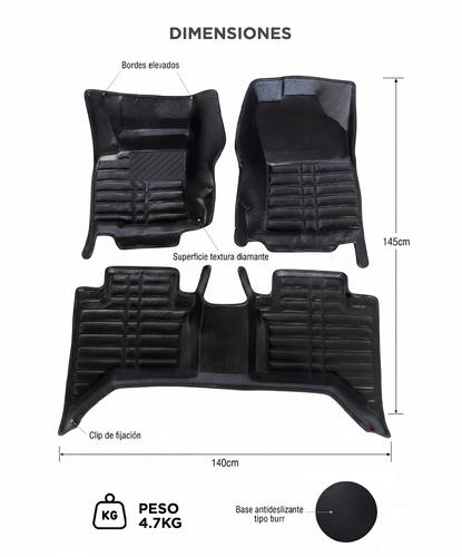 Alfombras 3D Para Toyota Hilux 2016 En Adelante EVA 8 mm PVC 0.8 mm Juego Completo 3 Piezas Textura Diamante All Weather - 5
