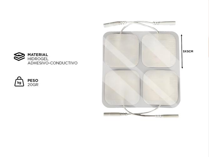 Kit x 4 Parches de Repuesto Electroestimulador Gadnic 5x5 Con Cable - 3