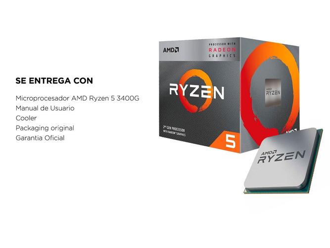 Microprocesador AMD Ryzen 5 3400G AM4 c/Radeon Vega 11 - 4