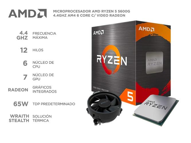 Microprocesador AMD Ryzen 5 5600G 4.4 Ghz Six Core c/ video Radeon - 1