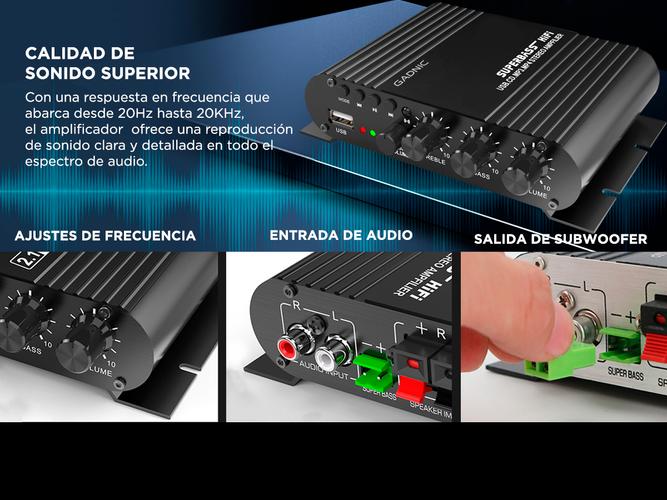 Amplificador Bluetooth Gadnic Potencia Para Auto - 3