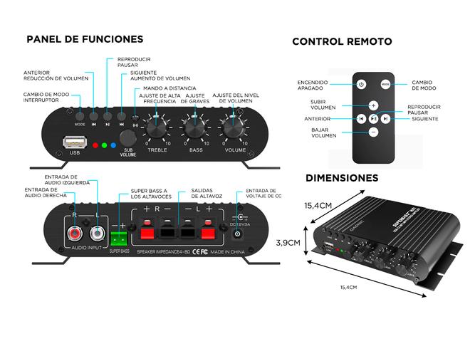 Amplificador Bluetooth Gadnic Potencia Para Auto - 4