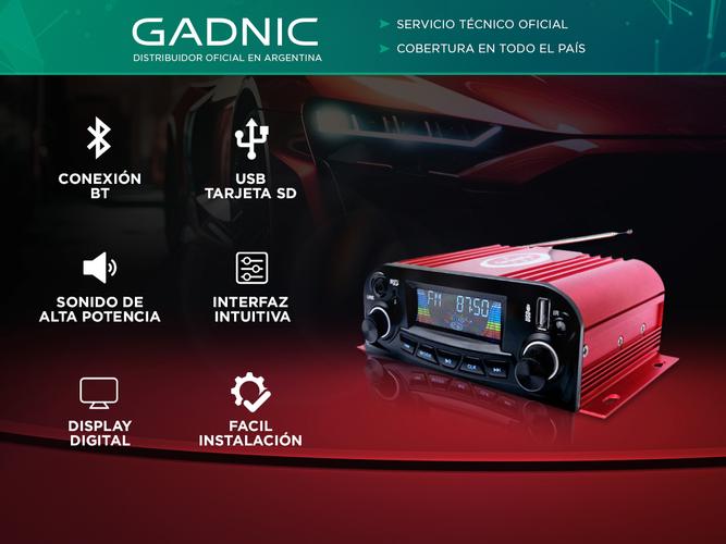 Potencia de Auto Gadnic Amplificador de Sonido Con Bluetooth - 1