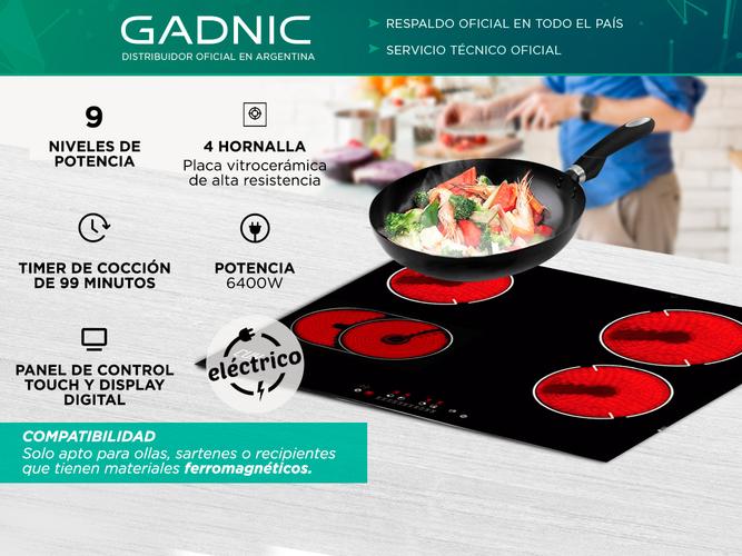 Anafe Eléctrico Cuk By Gadnic AV400 4 Hornallas Empotrable Vitrocerámico 6400w Panel Touch Timer - 1
