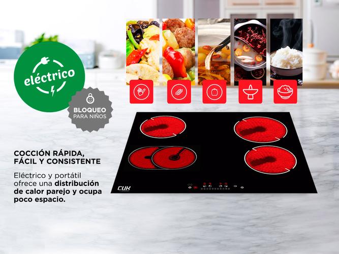 Anafe Eléctrico Cuk By Gadnic AV400 4 Hornallas Empotrable Vitrocerámico 6400w Panel Touch Timer - 2