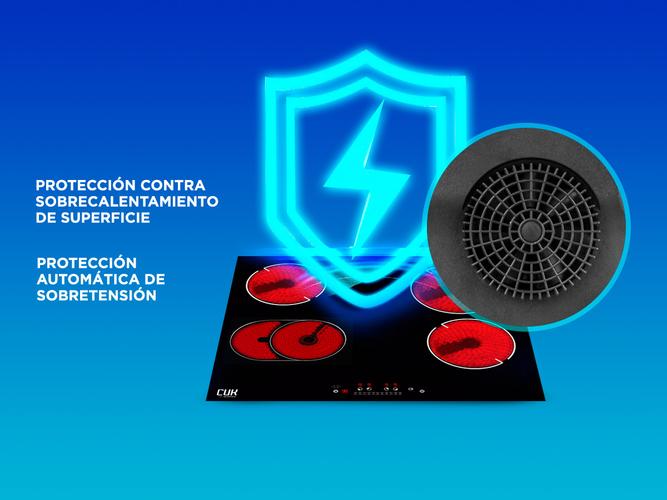 Anafe Eléctrico Cuk By Gadnic AV400 4 Hornallas Empotrable Vitrocerámico 6400w Panel Touch Timer - 3
